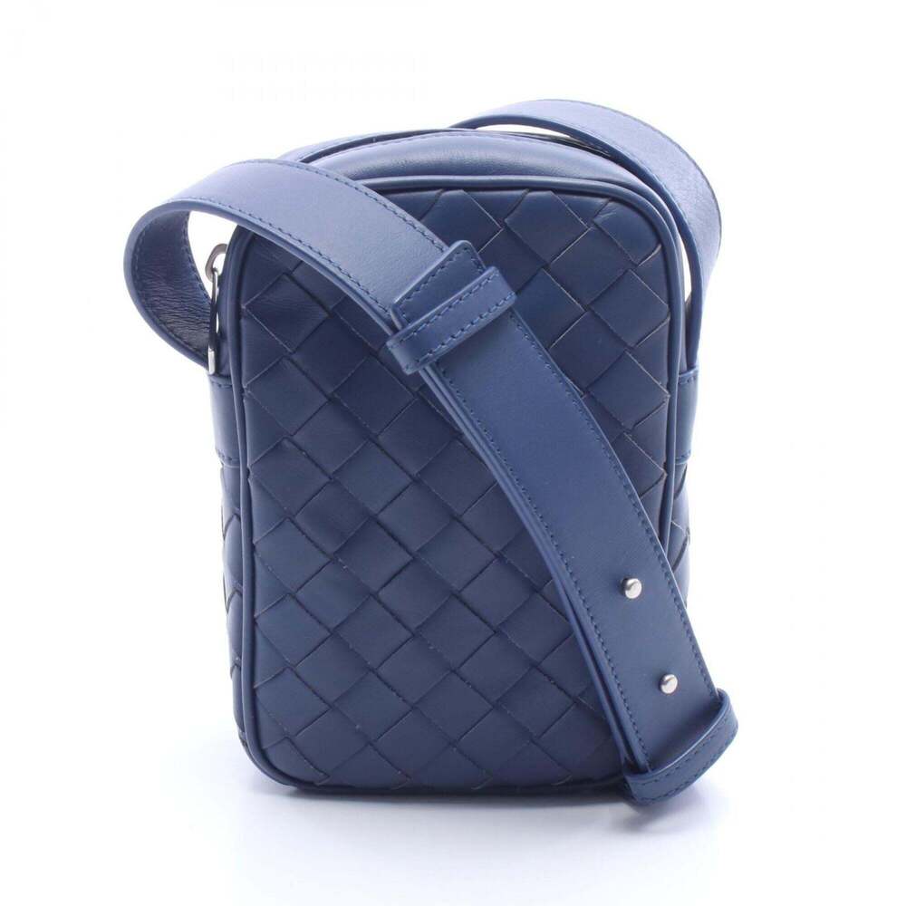 BOTTEGA VENETA Blue Leather Intrecciato Pochette Shoulder Bag